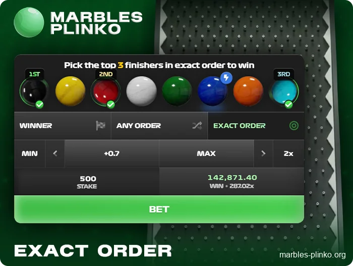 About the Exact Order Bet in Marbles Plinko – Choose the Exact Order