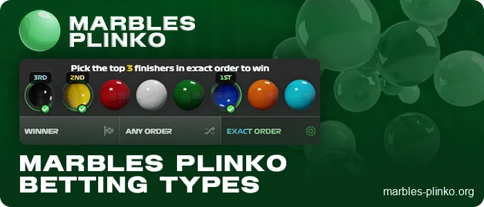 What bets can you place on a round in Marbles Plinko